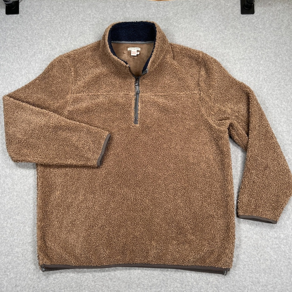 Carbon 2 Cobalt Pullover Jacket Mens XL Brown 1/4 Zip Sherpa Fleece High Pile